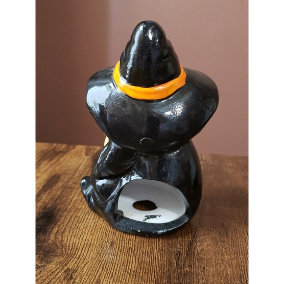 Halloween Witch Ceramic Candle Holder Vintage Black Cat Woolworth Tea Light Box - Picture 6 of 12